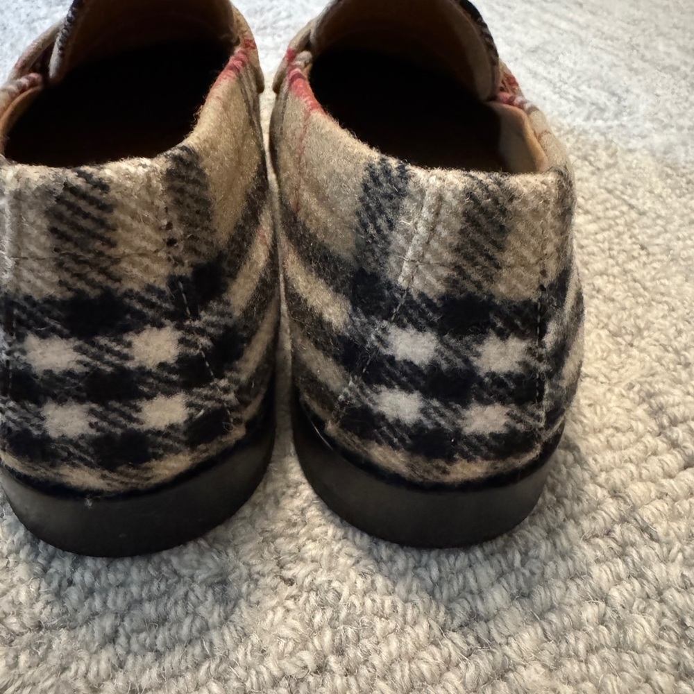 BURBERRY HACKNEY BEIGE CHECK WOOL PENNY LOAFERS - Picture 4 of 6